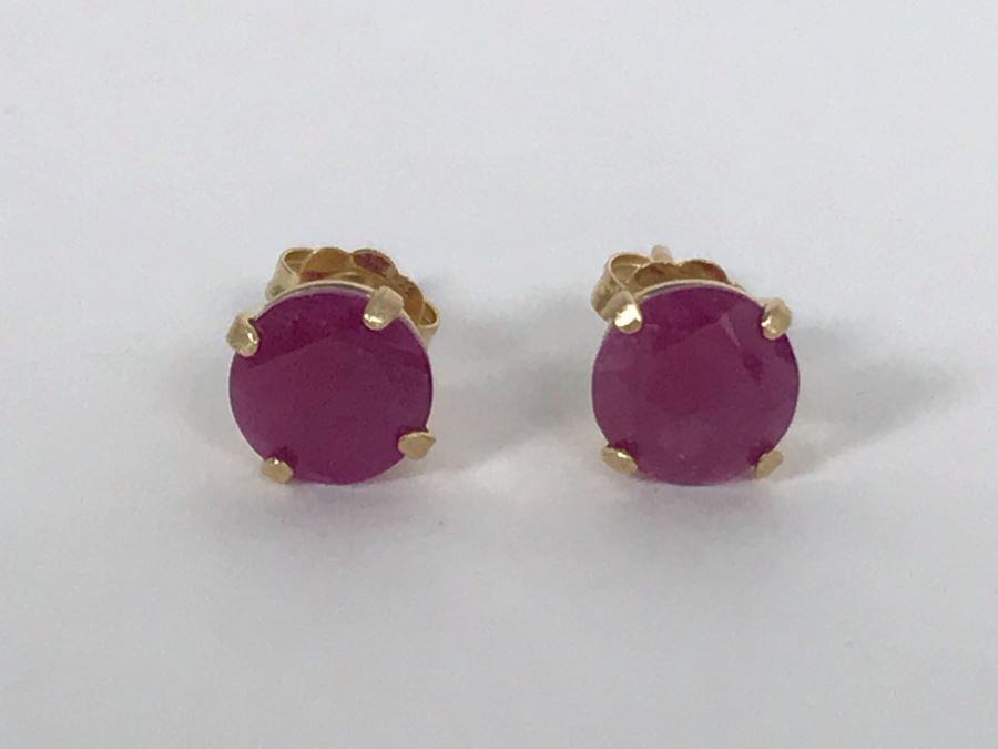 14K Yellow Gold Ruby Earrings 1.1g Appraised Fair Market Value $100 [Photo 2]