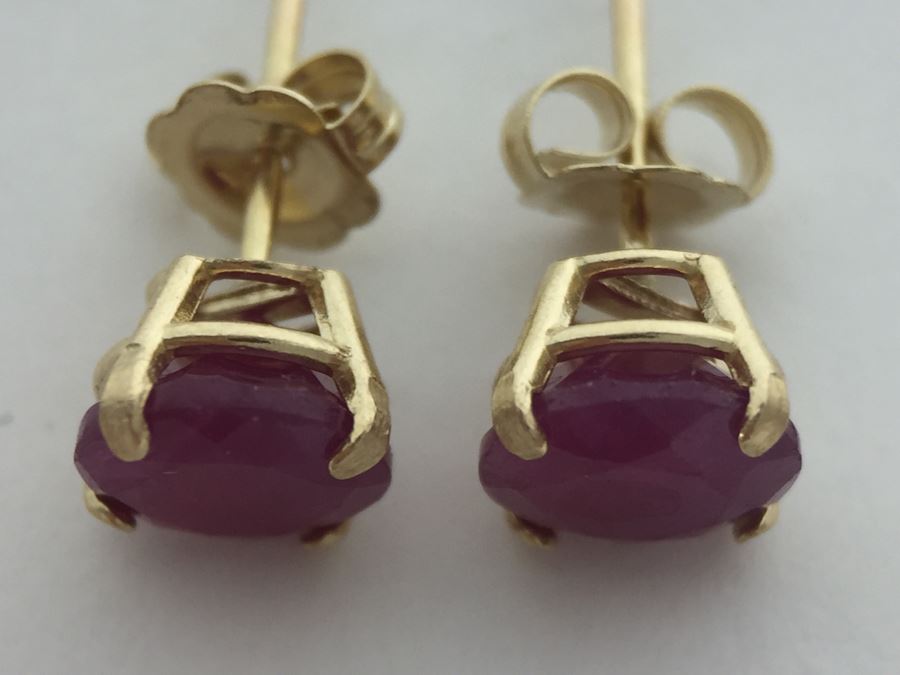 14K Yellow Gold Ruby Earrings 1.1g Appraised Fair Market Value $100 [Photo 8]