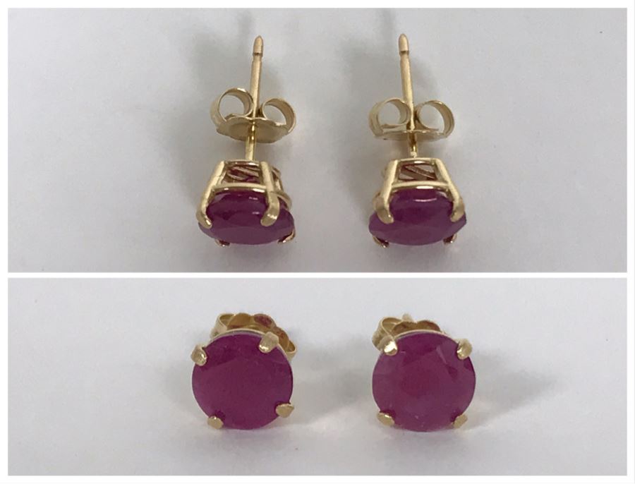 14K Yellow Gold Ruby Earrings 1.1g Appraised Fair Market Value $100 [Photo 1]
