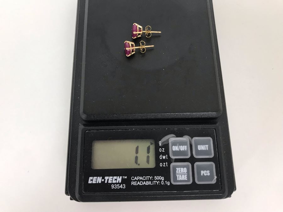 14K Yellow Gold Ruby Earrings 1.1g Appraised Fair Market Value $100 [Photo 7]
