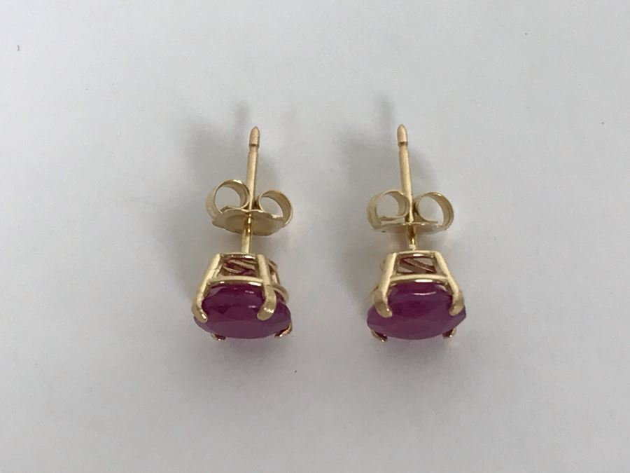 14K Yellow Gold Ruby Earrings 1.1g Appraised Fair Market Value $100 [Photo 5]