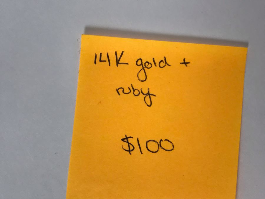 14K Yellow Gold Ruby Earrings 1.1g Appraised Fair Market Value $100 [Photo 10]