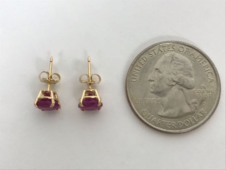 14K Yellow Gold Ruby Earrings 1.1g Appraised Fair Market Value $100 [Photo 6]