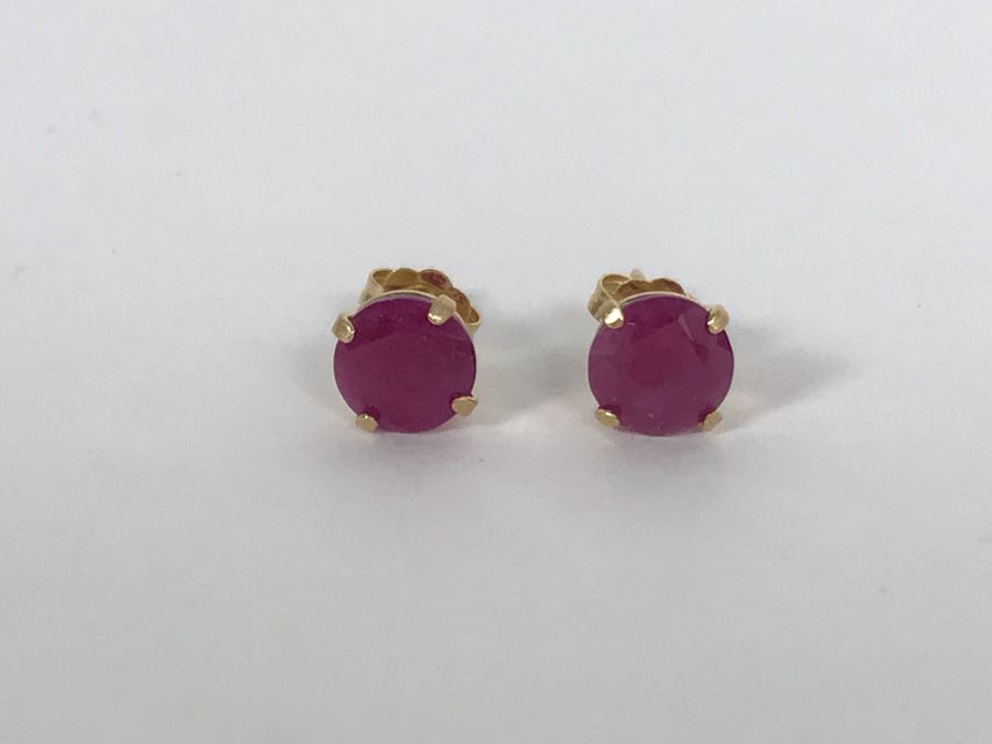 14K Yellow Gold Ruby Earrings 1.1g Appraised Fair Market Value $100 [Photo 4]