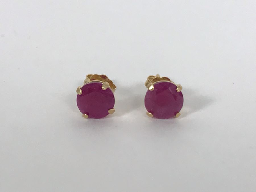 14K Yellow Gold Ruby Earrings 1.1g Appraised Fair Market Value $100 [Photo 3]