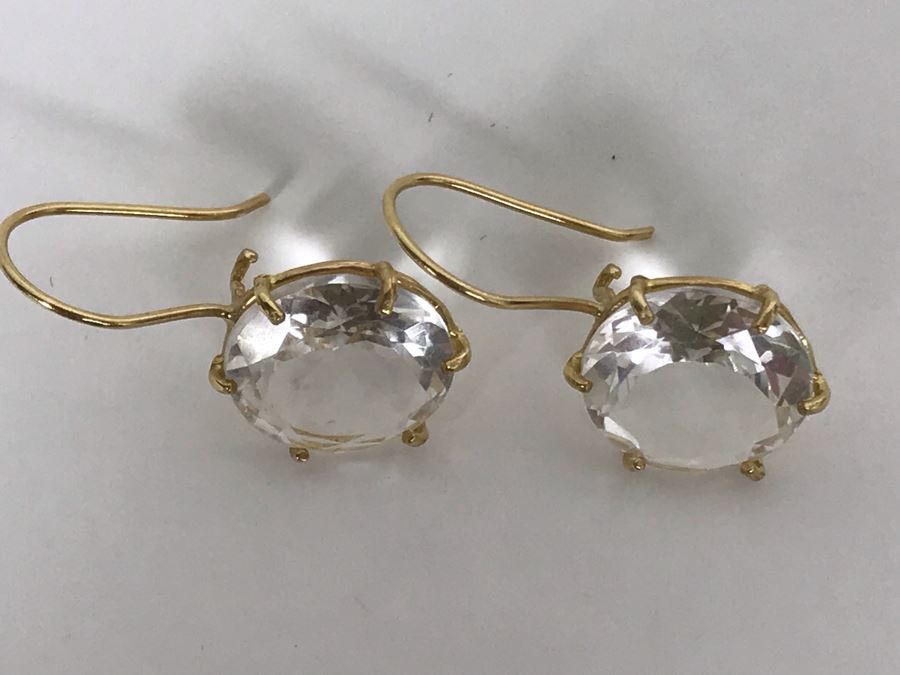 14K Yellow Gold Quartz Earrings 4.6g Appraised Fair Market Value $125 [Photo 6]