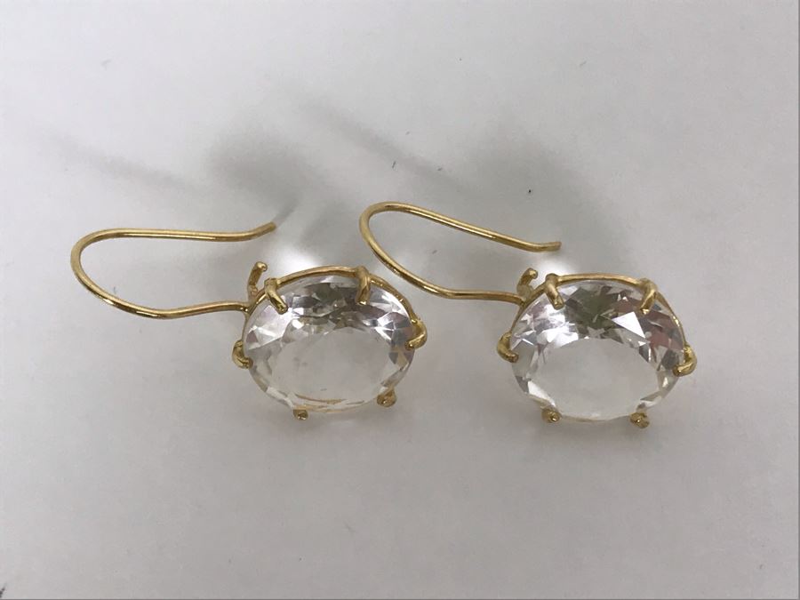 14K Yellow Gold Quartz Earrings 4.6g Appraised Fair Market Value $125 [Photo 5]