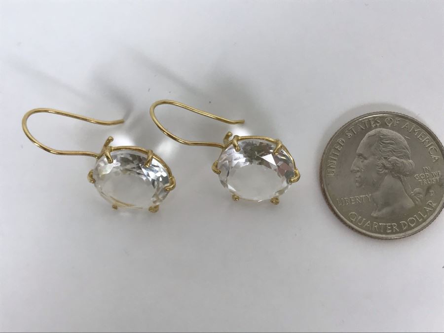 14K Yellow Gold Quartz Earrings 4.6g Appraised Fair Market Value $125 [Photo 9]