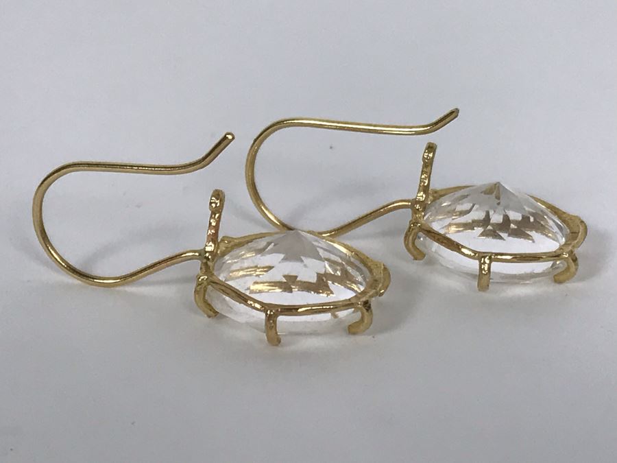 14K Yellow Gold Quartz Earrings 4.6g Appraised Fair Market Value $125 [Photo 8]