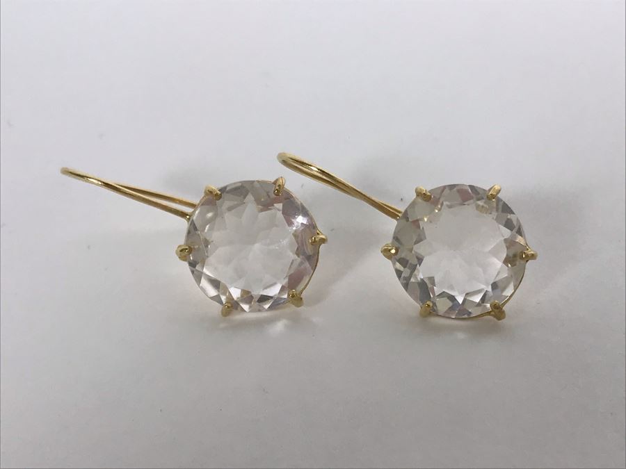 14K Yellow Gold Quartz Earrings 4.6g Appraised Fair Market Value $125 [Photo 3]