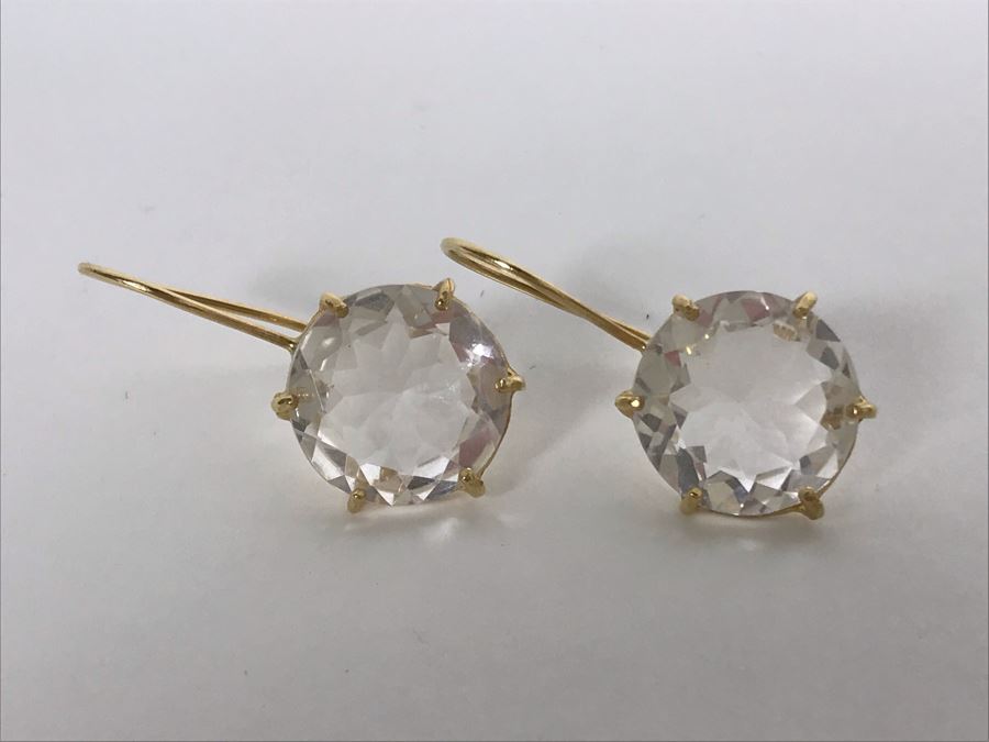 14K Yellow Gold Quartz Earrings 4.6g Appraised Fair Market Value $125 [Photo 2]