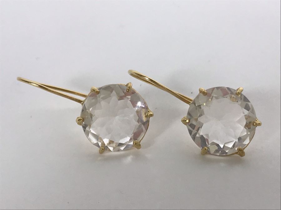 14K Yellow Gold Quartz Earrings 4.6g Appraised Fair Market Value $125 [Photo 4]