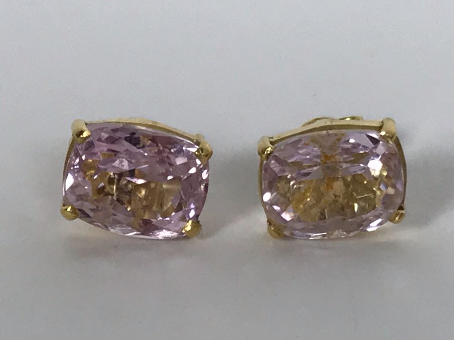18K Yellow Gold Morganite Earrings 2.1g Appraised Fair Market Value $500 [Photo 2]