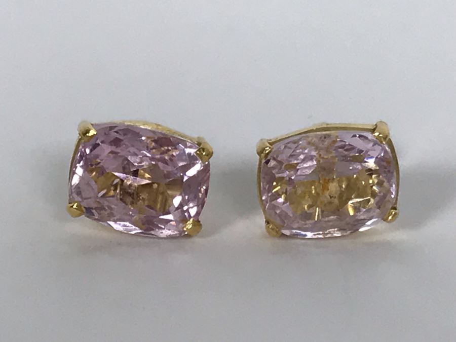 18K Yellow Gold Morganite Earrings 2.1g Appraised Fair Market Value $500 [Photo 3]