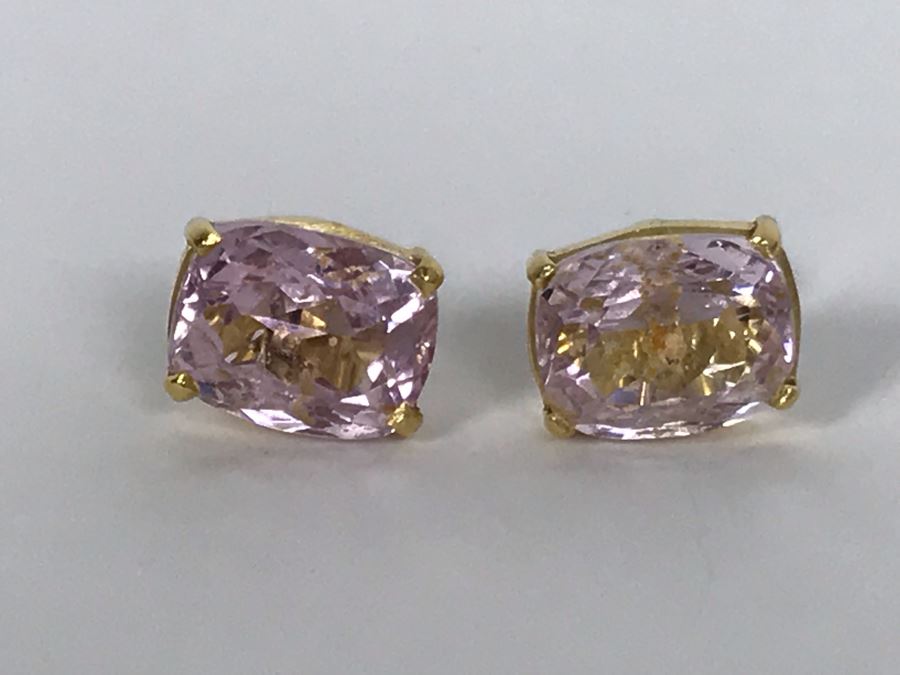 18K Yellow Gold Morganite Earrings 2.1g Appraised Fair Market Value $500 [Photo 4]