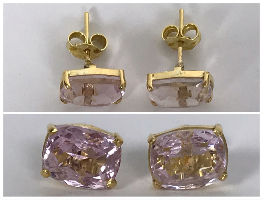 18K Yellow Gold Morganite Earrings 2.1g Appraised Fair Market Value $500 [Photo 1]