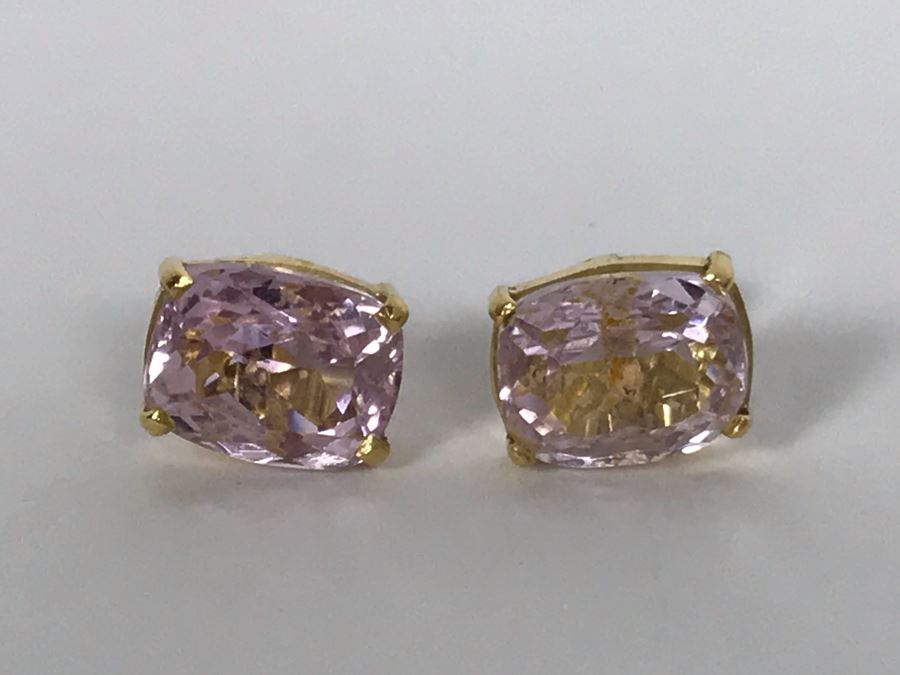 18K Yellow Gold Morganite Earrings 2.1g Appraised Fair Market Value $500 [Photo 5]