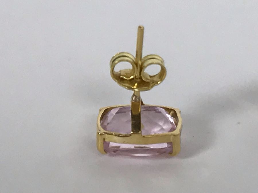 18K Yellow Gold Morganite Earrings 2.1g Appraised Fair Market Value $500 [Photo 7]