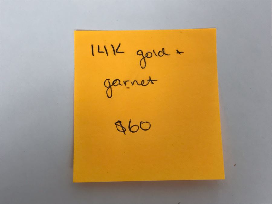 14K Yellow Gold Garnet Earrings 1.1g Appraised Fair Market Value $60 [Photo 8]