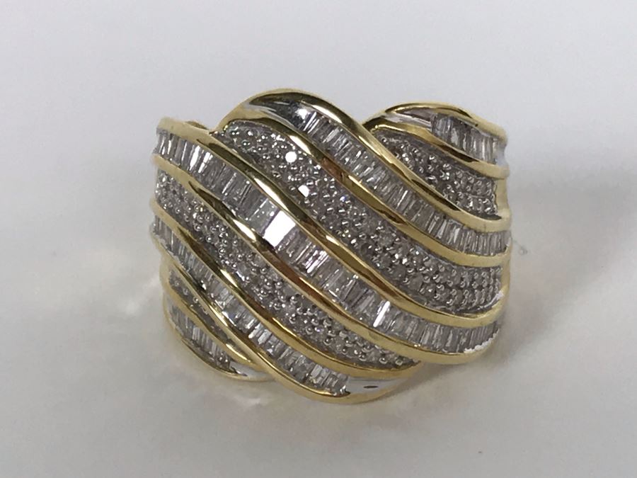 14K Yellow Gold Diamond Ring Apx 1.5 Total Carat Weight In Diamonds - Size 5.5 - Weighs 6.7g - Appraised Fair Market Value $400 [Photo 3]