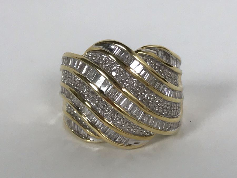 14K Yellow Gold Diamond Ring Apx 1.5 Total Carat Weight In Diamonds - Size 5.5 - Weighs 6.7g - Appraised Fair Market Value $400 [Photo 14]