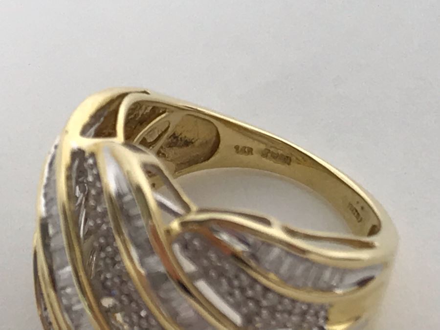 14K Yellow Gold Diamond Ring Apx 1.5 Total Carat Weight In Diamonds - Size 5.5 - Weighs 6.7g - Appraised Fair Market Value $400 [Photo 9]