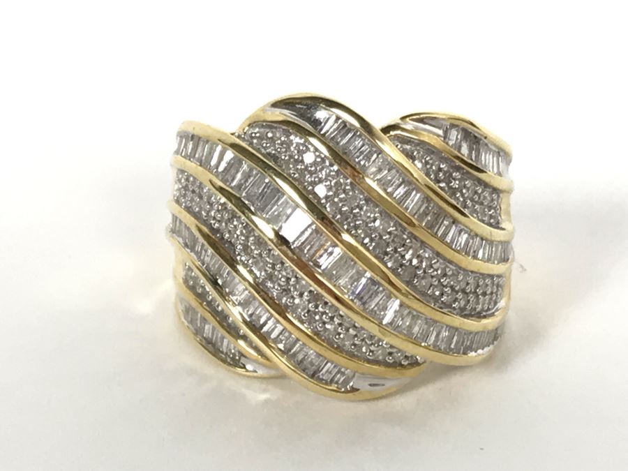 14K Yellow Gold Diamond Ring Apx 1.5 Total Carat Weight In Diamonds - Size 5.5 - Weighs 6.7g - Appraised Fair Market Value $400 [Photo 5]