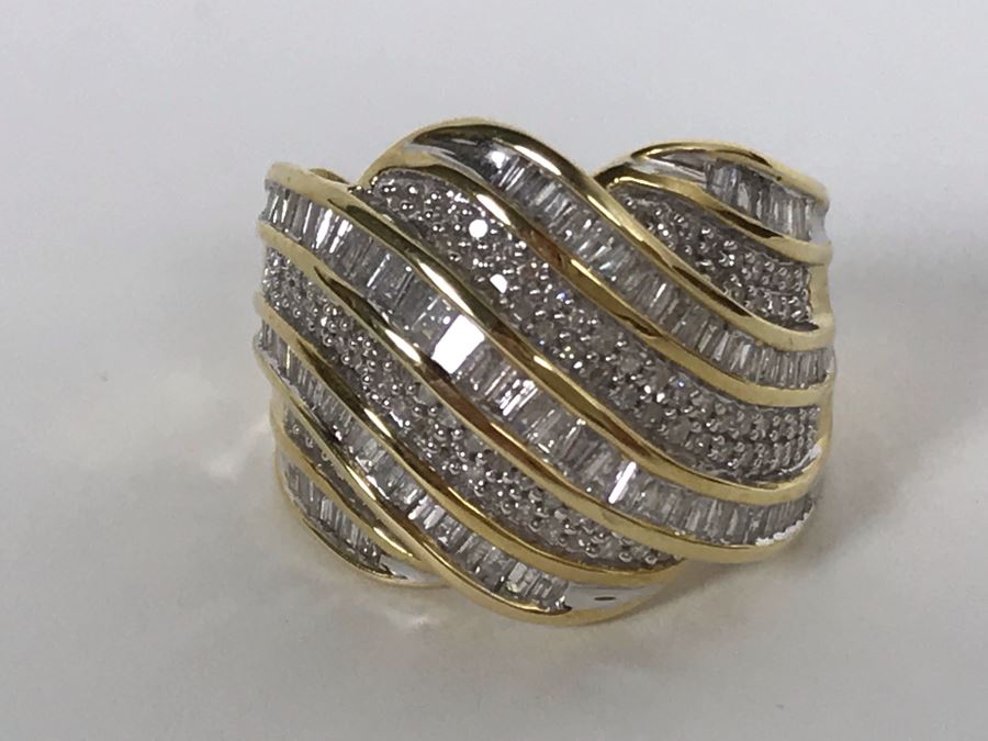 14K Yellow Gold Diamond Ring Apx 1.5 Total Carat Weight In Diamonds - Size 5.5 - Weighs 6.7g - Appraised Fair Market Value $400 [Photo 2]