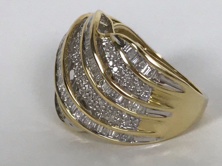14K Yellow Gold Diamond Ring Apx 1.5 Total Carat Weight In Diamonds - Size 5.5 - Weighs 6.7g - Appraised Fair Market Value $400 [Photo 12]