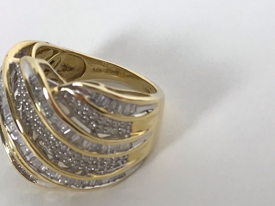 14K Yellow Gold Diamond Ring Apx 1.5 Total Carat Weight In Diamonds - Size 5.5 - Weighs 6.7g - Appraised Fair Market Value $400 [Photo 8]
