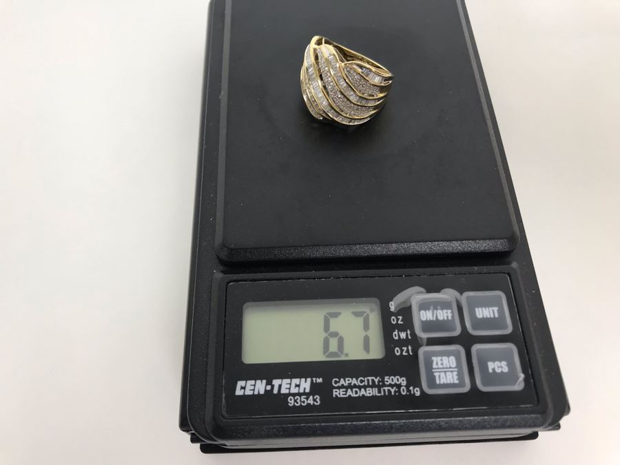 14K Yellow Gold Diamond Ring Apx 1.5 Total Carat Weight In Diamonds - Size 5.5 - Weighs 6.7g - Appraised Fair Market Value $400 [Photo 15]