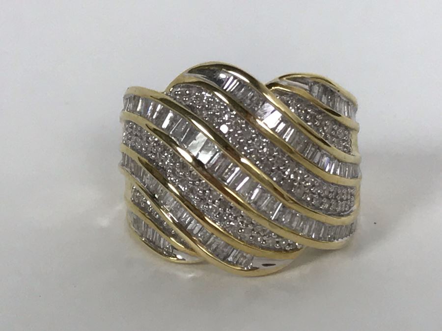 14K Yellow Gold Diamond Ring Apx 1.5 Total Carat Weight In Diamonds - Size 5.5 - Weighs 6.7g - Appraised Fair Market Value $400 [Photo 13]