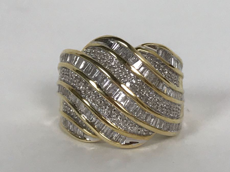 14K Yellow Gold Diamond Ring Apx 1.5 Total Carat Weight In Diamonds - Size 5.5 - Weighs 6.7g - Appraised Fair Market Value $400 [Photo 4]