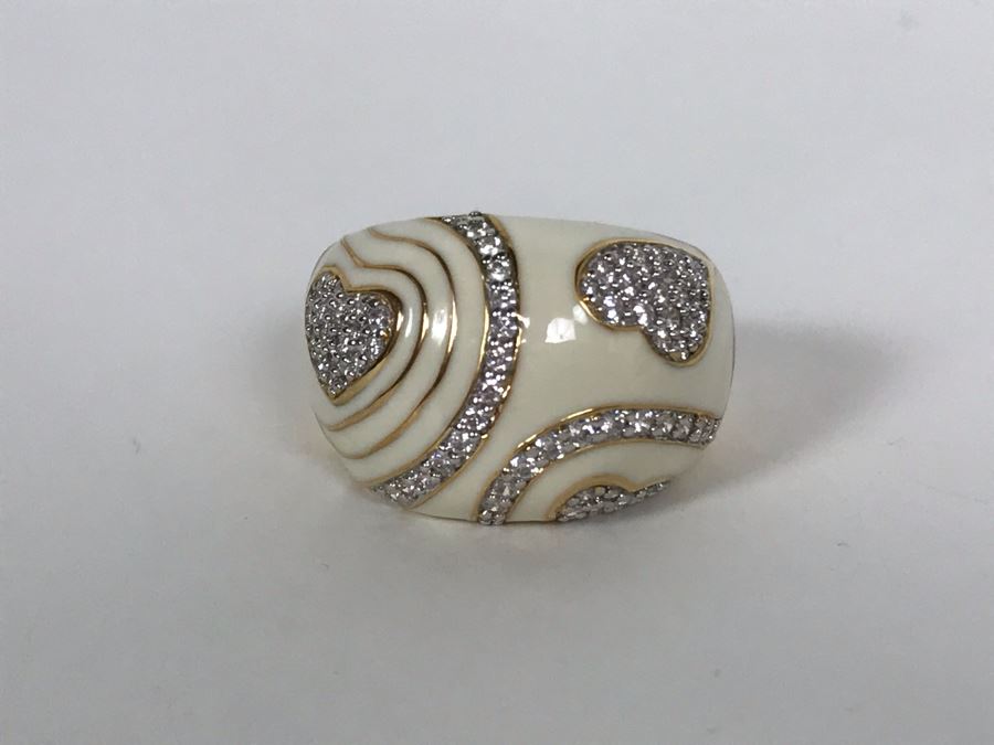 Sterling Silver Ring Gold Tone Size 8.5 8.5g [Photo 2]