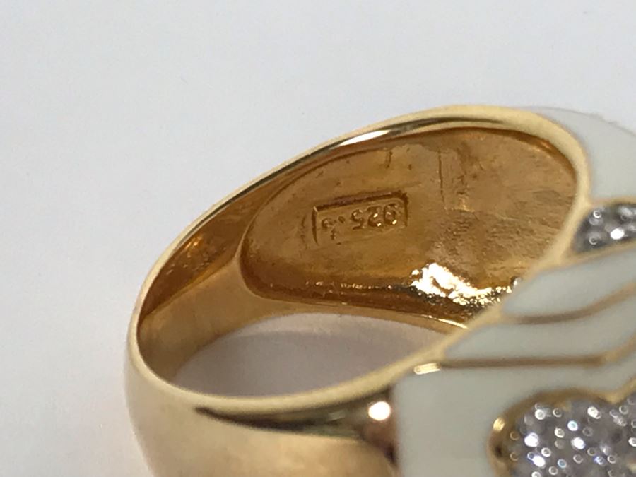 Sterling Silver Ring Gold Tone Size 8.5 8.5g [Photo 5]