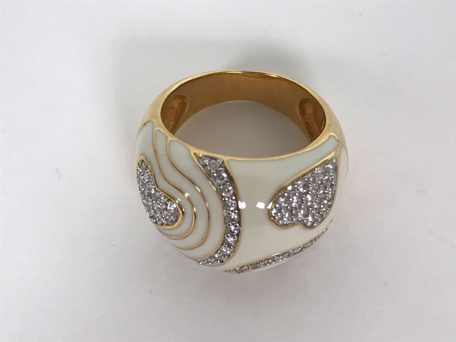 Sterling Silver Ring Gold Tone Size 8.5 8.5g [Photo 3]