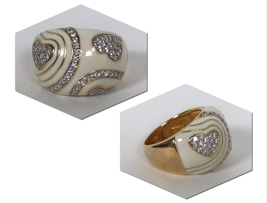 Sterling Silver Ring Gold Tone Size 8.5 8.5g
