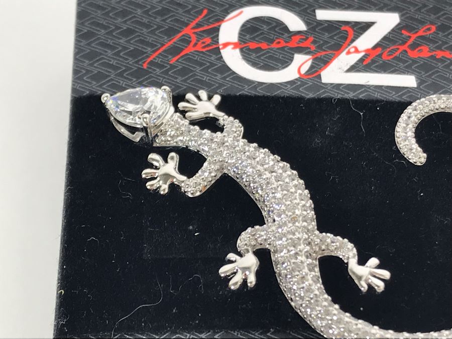 Signed Kenneth Jay Lane CZ Salamander Brooch Pin [Photo 4]