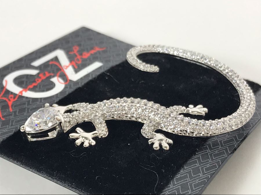 Signed Kenneth Jay Lane CZ Salamander Brooch Pin [Photo 5]