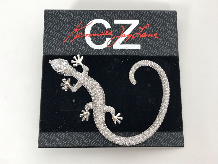 Signed Kenneth Jay Lane CZ Salamander Brooch Pin [Photo 2]
