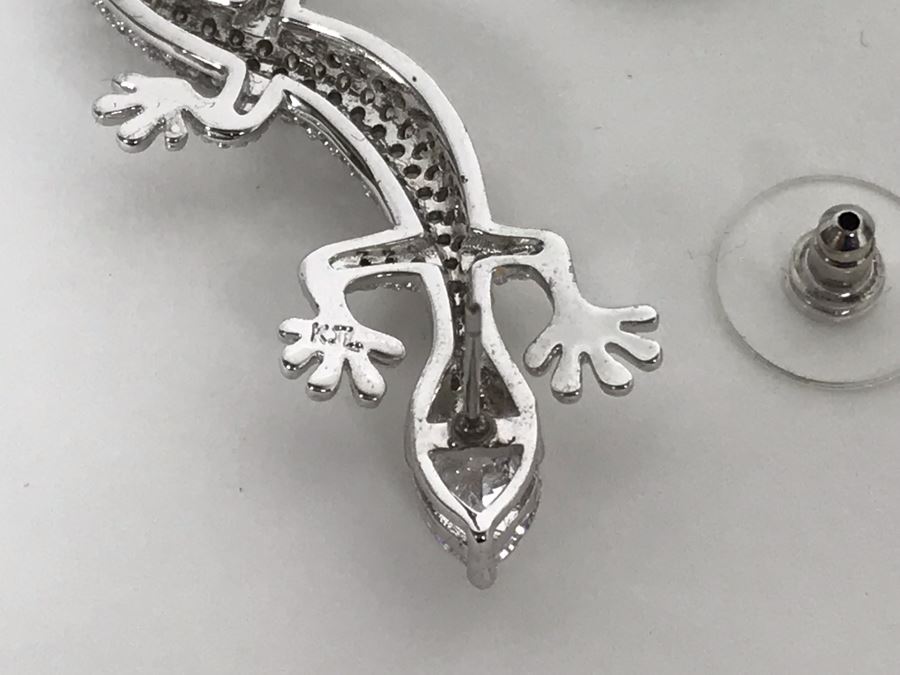 Signed Kenneth Jay Lane CZ Salamander Brooch Pin [Photo 8]