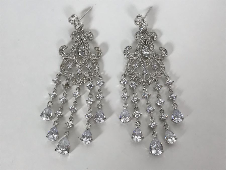 Signed Kenneth Jay Lane CZ Earrings