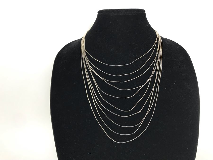 Sterling Silver Multi-Strand Necklace 24.4g [Photo 2]