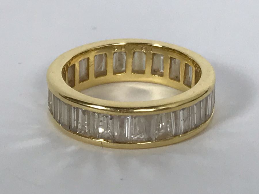 18K Yellow Gold Diamond Ring Apx 2.5 Total Carat Weight In Diamonds - Size 5.5 - Weighs 4.4g - Appraised Fair Market Value $1,000 [Photo 4]