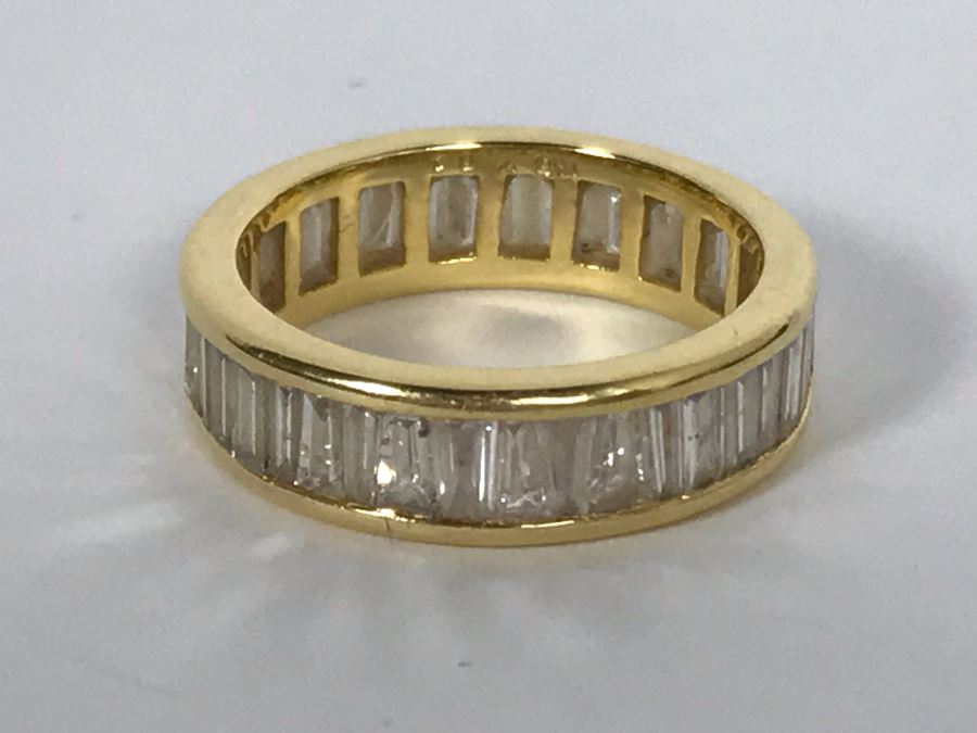 18K Yellow Gold Diamond Ring Apx 2.5 Total Carat Weight In Diamonds - Size 5.5 - Weighs 4.4g - Appraised Fair Market Value $1,000 [Photo 2]