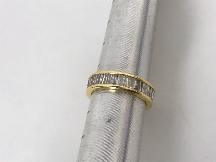 18K Yellow Gold Diamond Ring Apx 2.5 Total Carat Weight In Diamonds - Size 5.5 - Weighs 4.4g - Appraised Fair Market Value $1,000 [Photo 14]