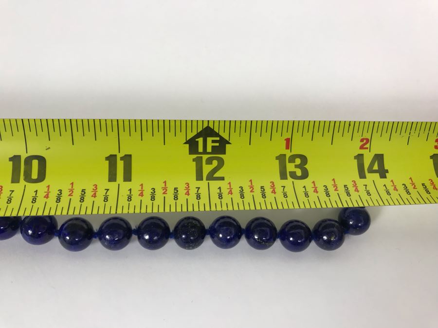 Lapis Lazuli Bead Necklace With 14K Yellow Gold Clasp 9.5mm Beads 69 Total Beads 28'L [Photo 11]