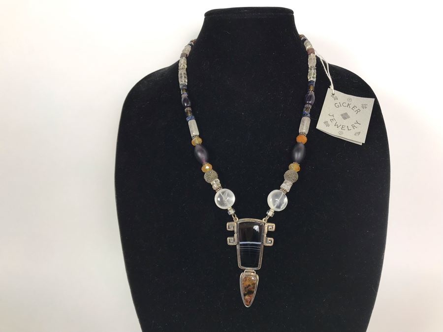 Sterling Silver With Onyx And Pietersite Necklace Designed By Gicker ...