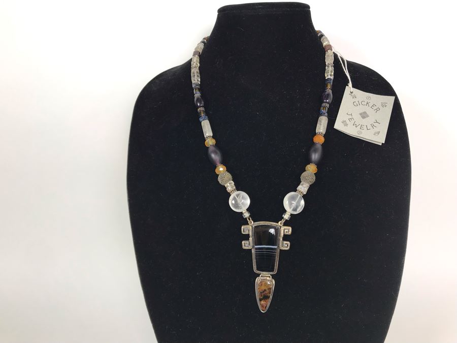Sterling Silver With Onyx And Pietersite Necklace Designed By Gicker Jewelry [Photo 2]