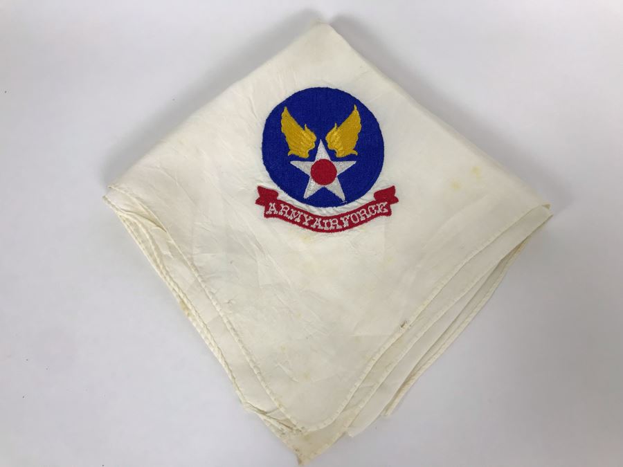 Authentic WWII Silk Off-White Army Air Force Pilot's Scarf 30' X 30'